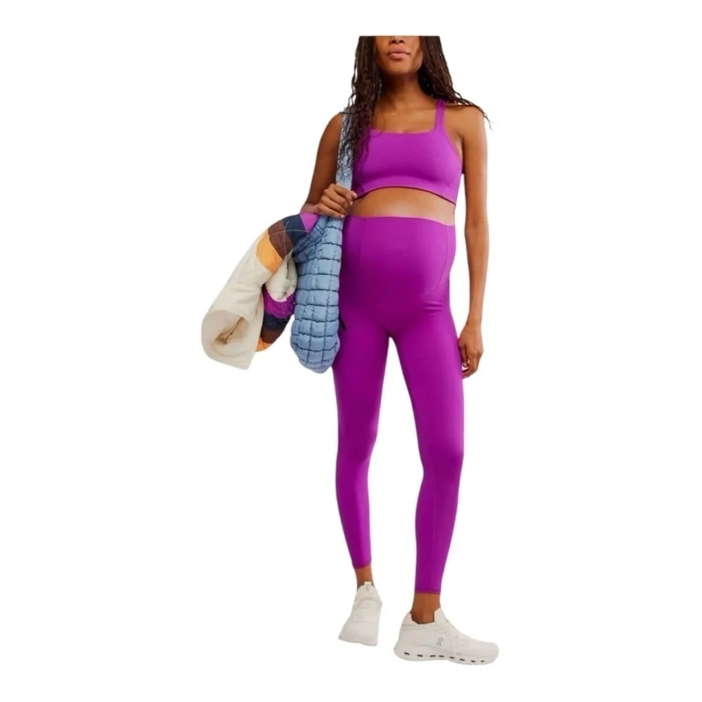 FP Movement X Hatch Squareneck Never Better Sports Bra in Berry NEW Maternity